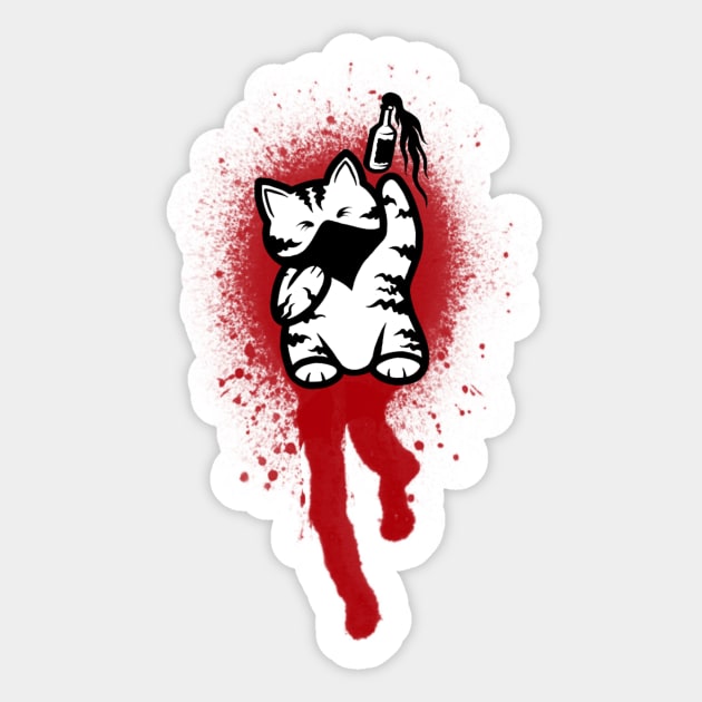 Maneki Neko Blood Stain Sticker by PabloDiablo13